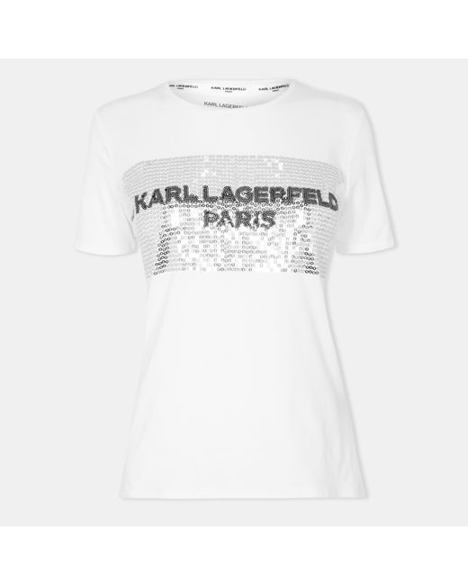 Karl Lagerfeld White Sequin T-Shirt