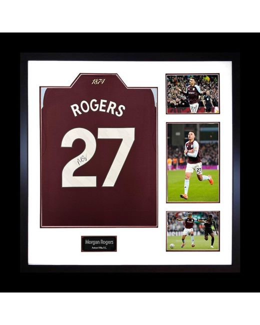 The Fan Cave Purple Morgan Rogers Signed Aston Villa Prem Shirt Elite