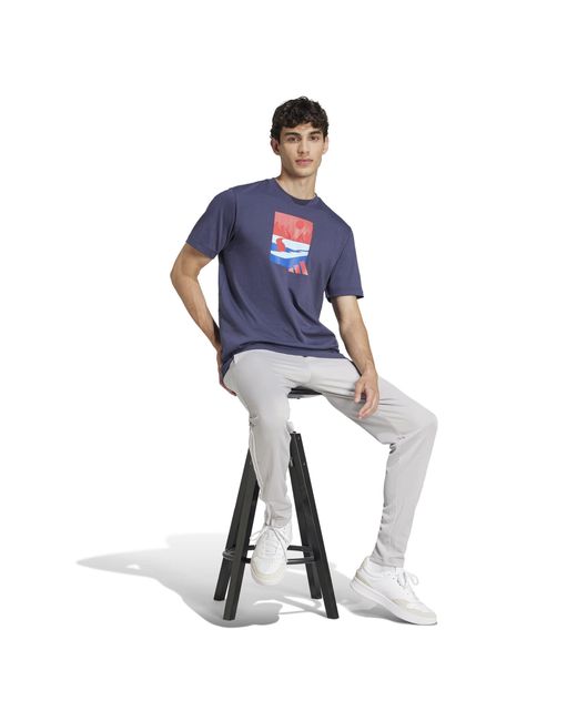 Adidas Blue Graphic Logo T-Shirt for men