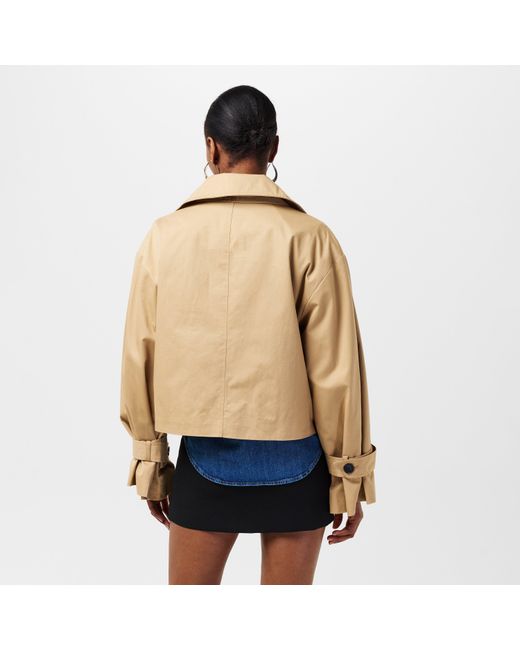 EDITED Natural Rosa Lightweight Cropped Double Breasted Cotton Long Sleeve Trench Coat