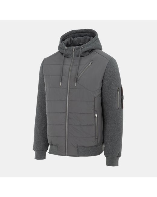 Firetrap Gray Fleece Hooded Long Sleeve Hybrid Jacket for men