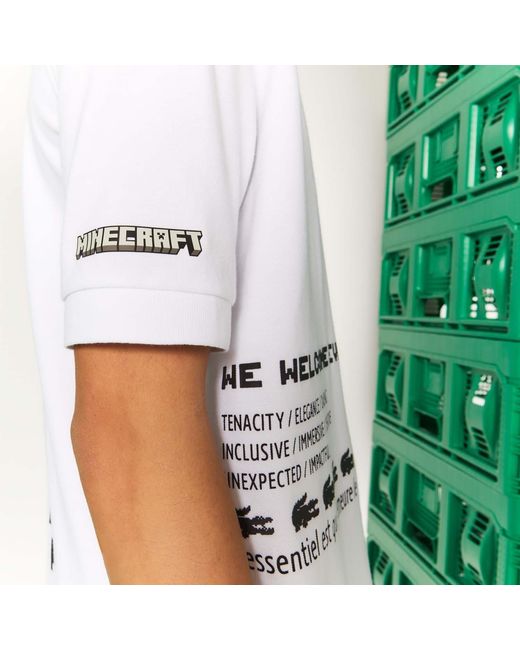 Lacoste White Live X Minecraft Polo Shirt for men
