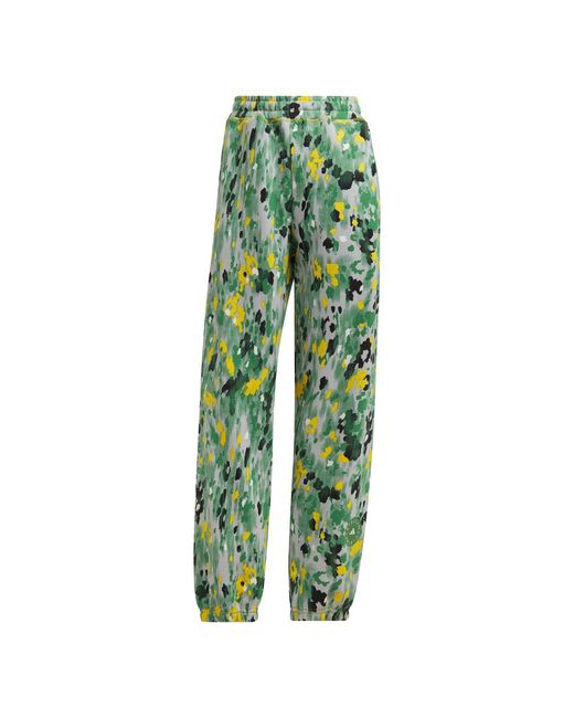 Adidas By Stella McCartney Green Floral Printed Woven Track Joggers