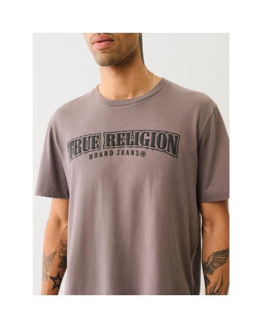 True Religion Gray Painted Horseshoe Relaxed Tee for men