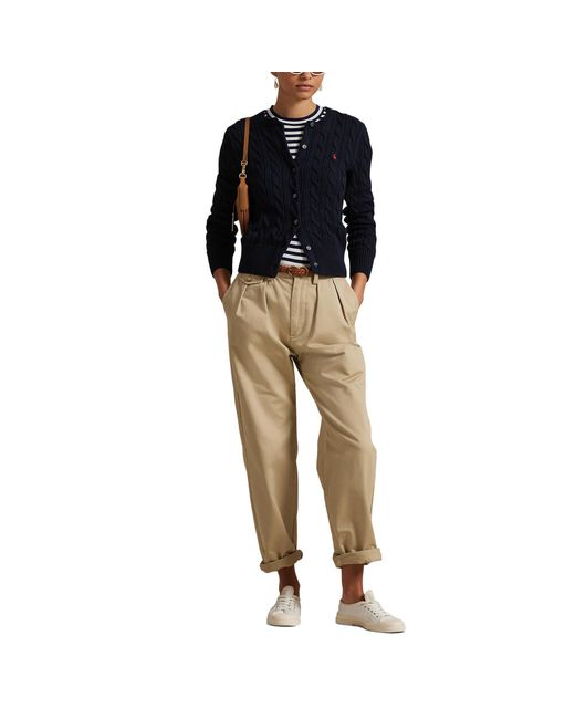 Polo Ralph Lauren Blue Stretch Cotton Crewneck Cardigan