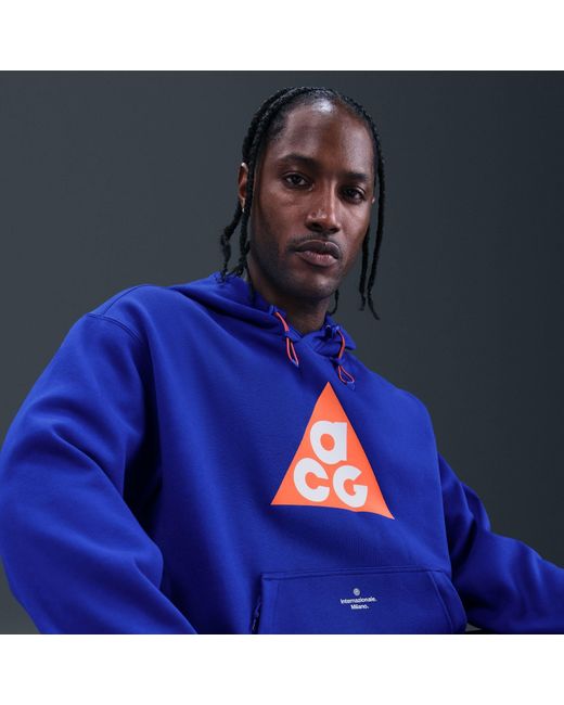 Nike Blue Inter Milan Se Acg Therma-Fit Soccer Pullover Hoodie for men