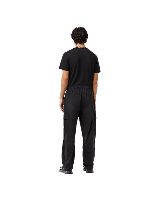 Lacoste Black Open Cuff Woven Relaxed Fit Joggers for men