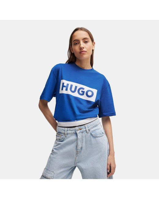 HUGO Blue Iconic Logo Short Sleeve T-Shirt for men