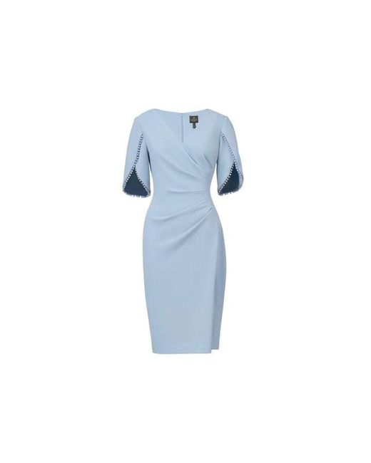 Adrianna Papell Knit Crepe Pearl Trim Dress in Blue Lyst UK