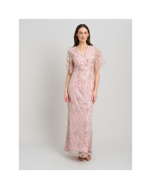 Gina Bacconi Pink Myla Beaded Maxi Dress