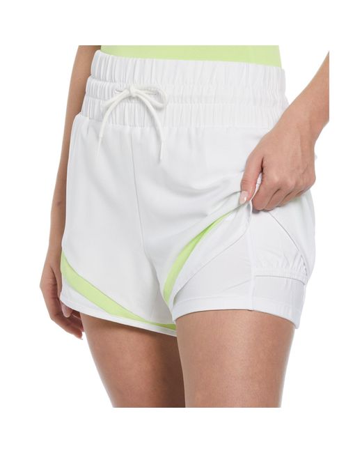 Original Penguin Women's High Waist Tennis Short With Mesh Inserts In Bright White