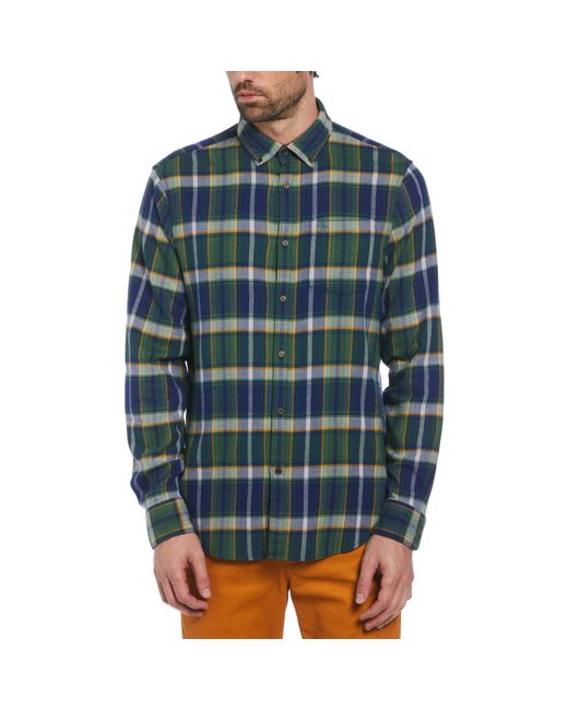 Original Penguin Ecoverotm Blend Plaid Flannel Shirt In Medieval Blue for men
