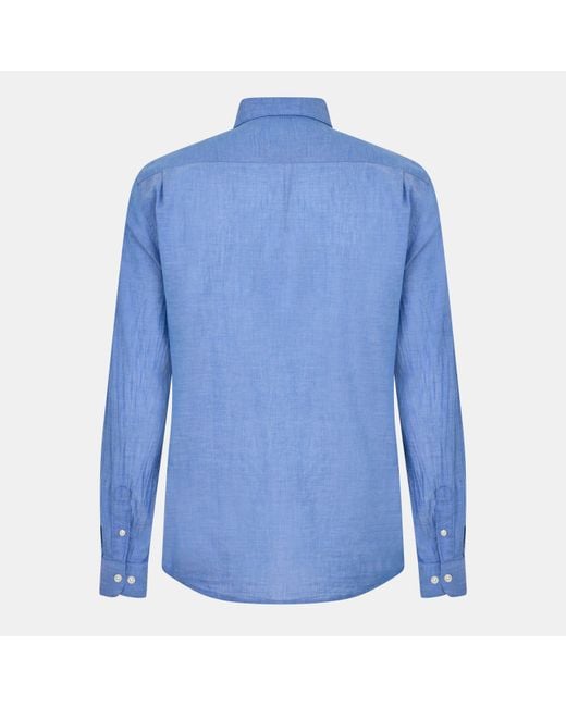Peter Werth Blue James Long Sleeve Plain Shirt for men