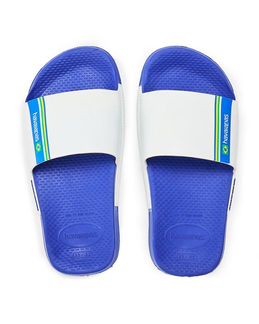 Havaianas Blue Slide Brasil Flip Flops