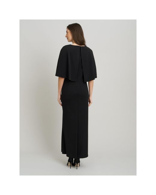 Gina Bacconi Black Francine Cape Sleeve Maxi Dress
