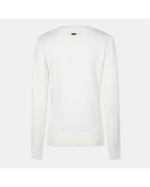 Barbour White Hampton V-Neck Knit