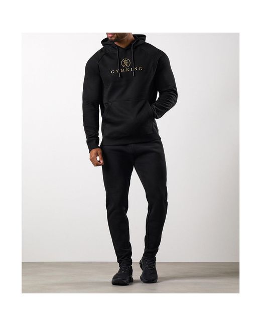 Gym King Black Cotton Open Hem Joggers for men