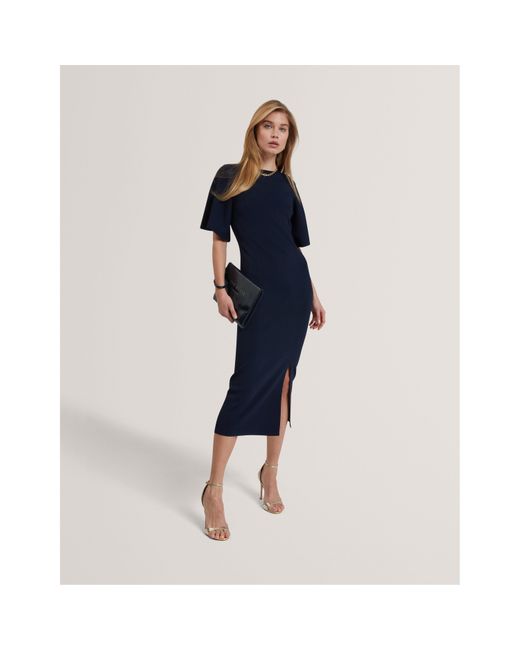 Ted Baker Blue Bodycon Knitted Jumper Dress