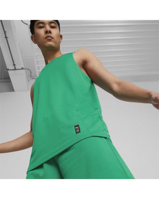PUMA Green Hoops Team Reverse Practice Performance Basketball Jersey for men