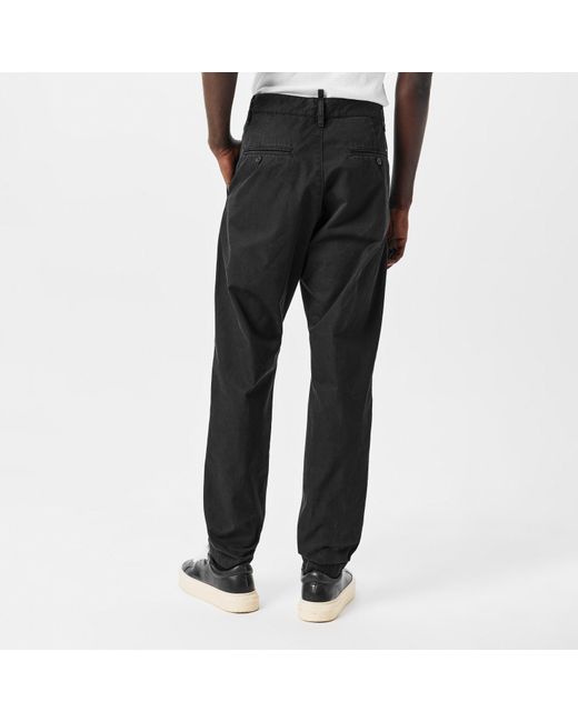 DSquared² Black One Pleat Cotton Straight Leg Trousers for men