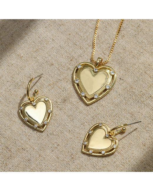 Inicio Metallic 14K Plated Textured Heart Charm Pendant