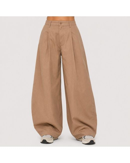 I Saw It First Natural Pleated Barrel Trousers