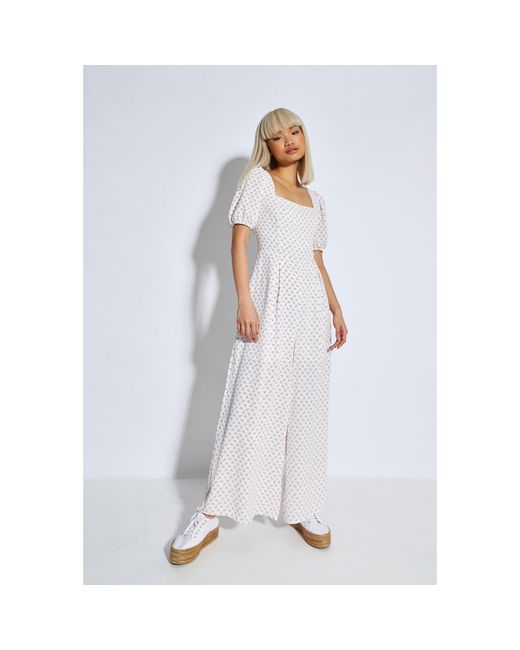 Glamorous White Cluster Ditsy Jumpsuit