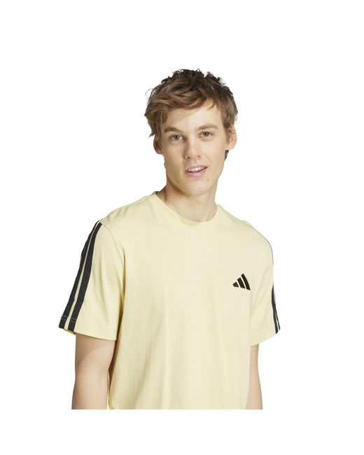 Adidas Yellow Essentials 3-Stripes T-Shirt for men