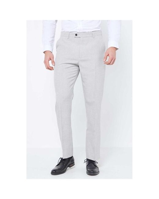 Studio White Textured Regular Fit Suit Trousers for men