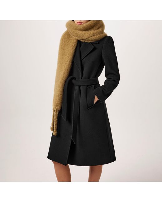 Barbour Black Clodagh Wool Mid-Length Trench Overcoat