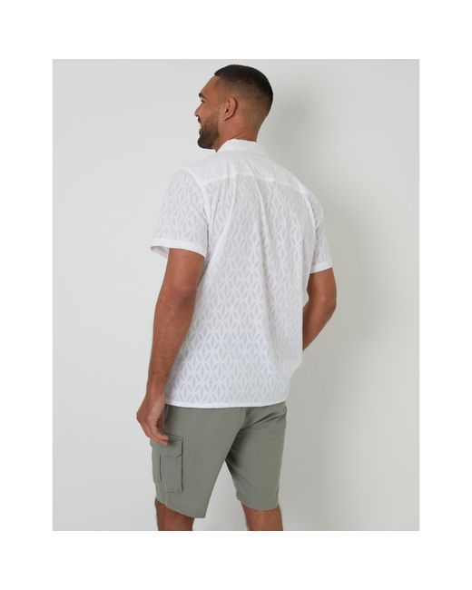 Threadbare White Short-Sleeve Bowling Shirt for men