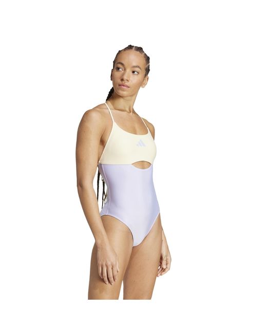 Adidas Blue Padded Colorblock X-Back Swimsuit