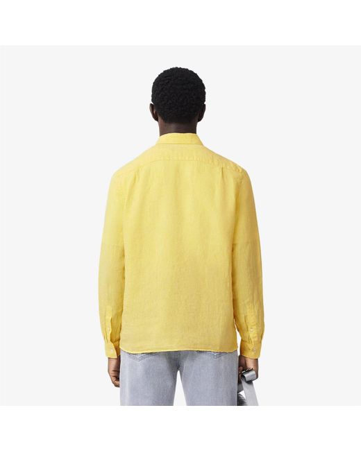 Lacoste Yellow Regular-Fit Linen Shirt for men