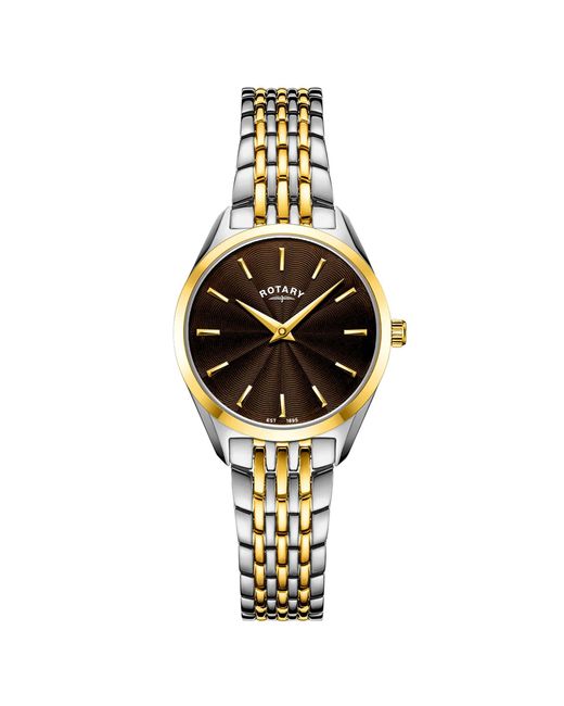 Rotary Metallic Ladies Ultra Slim Two Tone Ss Bracelet Wat