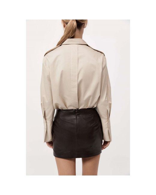 St. Agni Gray Leather Mini Skirt
