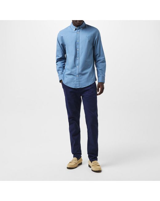 Threadbare Blue Beaconsfield Long-Sleeve Oxford Shirt for men