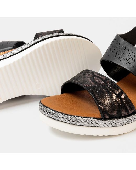 Firetrap Black Ella Ladies Back-Strap Wedge Sandals