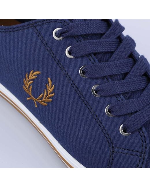 Fred Perry Blue Kingston Twill Trainers Size 6 for men