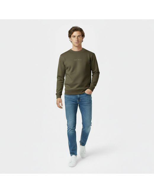 Jack Wills Green Jacquard Crew Sweatshirt for men