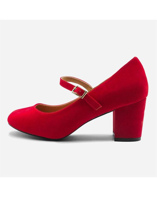 Where's That From Red Wheres Block Heel Mary Jane Pumps