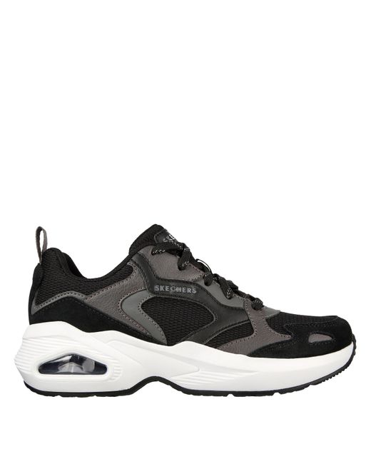 Skechers Black Mesh W Duraleather & Suede Overlay Low-Top Trainers