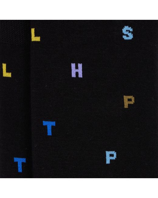 Paul Smith Black Keanu Stamp Crew Socks for men