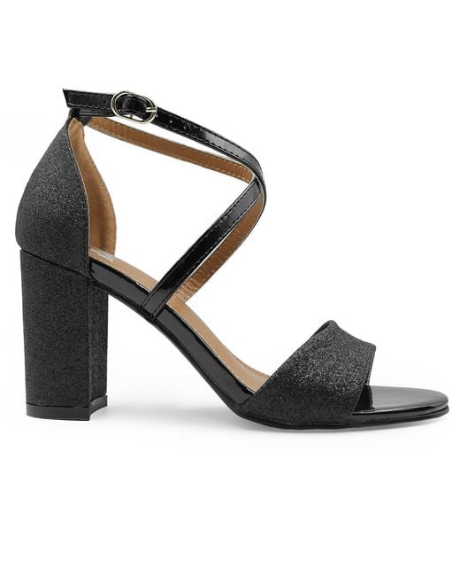 Where's That From Black Ruth Mid High Block Heel Sandals