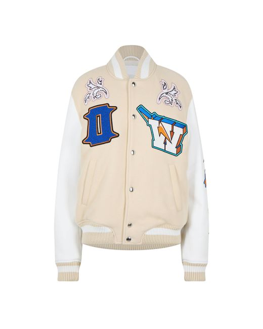 Off-White c/o Virgil Abloh Multicolor Mixed Colours Thunderbolt Varsity Bomber Jacket