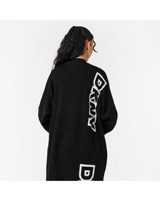DKNY Black Exploded Textured Knit Relaxed Fit Cardigan