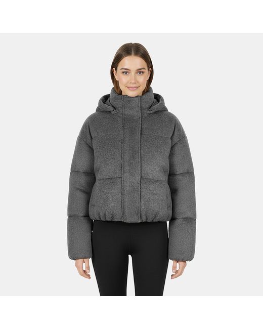 Jack Wills Gray Wind Resistant Detachable Hood Long Sleeve Short Puffer Jacket