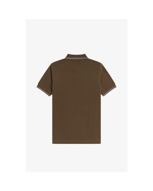 Fred Perry Brown Short Sleeve Twin Tipped Polo Shirt for men