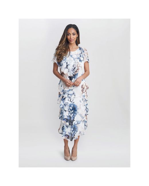Gina Bacconi Blue Jocelyn Tier Jersey Dress