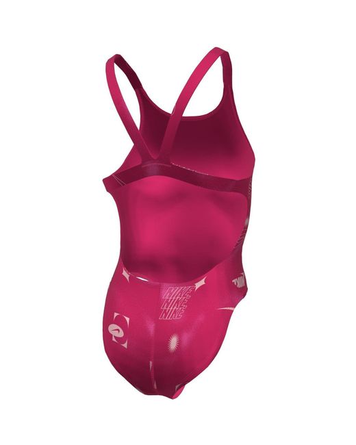 Nike Pink Hydrastrong Multi Print Fastback One Piece