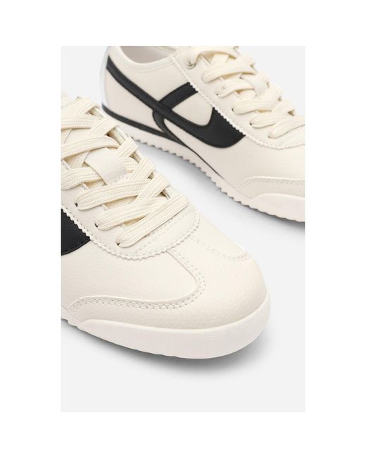 Where's That From Blue Court Lace Up Trainer With Stripe Detail